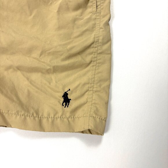 Vintage Polo Ralph Lauren Mens Swim Trunks Khaki Tan Sz XL Lined Nylon 4.5" - Picture 2 of 8